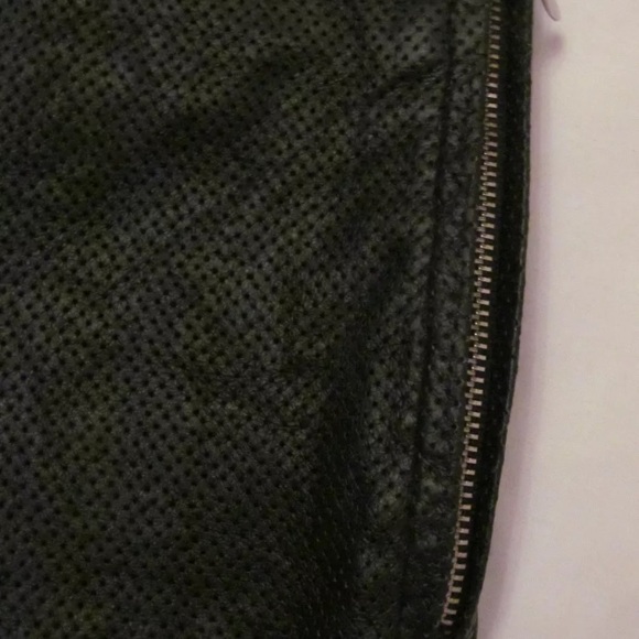 MAXIMA LEATHER perforated flare mini goth skirt M - Picture 3 of 5